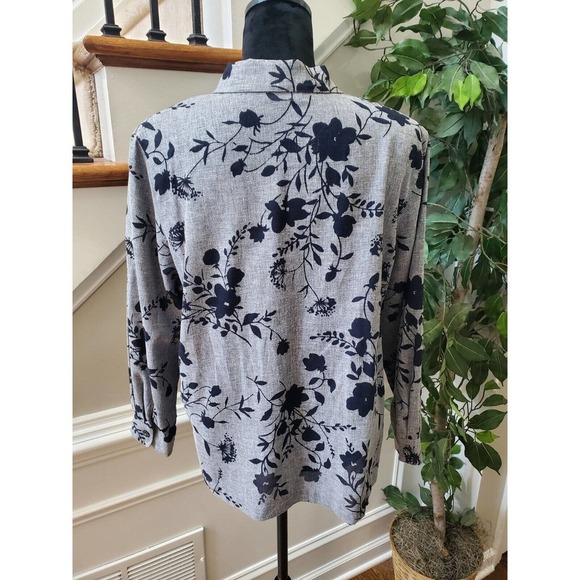 Draper's & Damons Women's Gray Floral Polyester Buttons Front Jacket Blazer PL - Picture 7 of 12